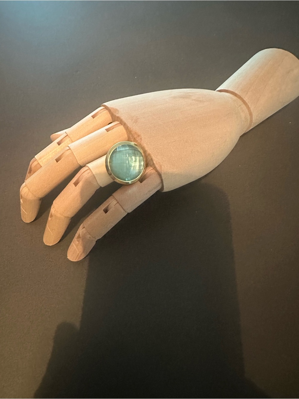 Frances Valentine Aqua Blue Dome Ring Gold Band